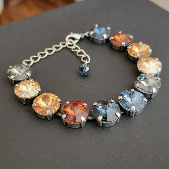 Austrian Crystal Tennis Bracelet in Antique Silver - Picture 10 of 12